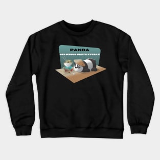 panda steals pasta Crewneck Sweatshirt